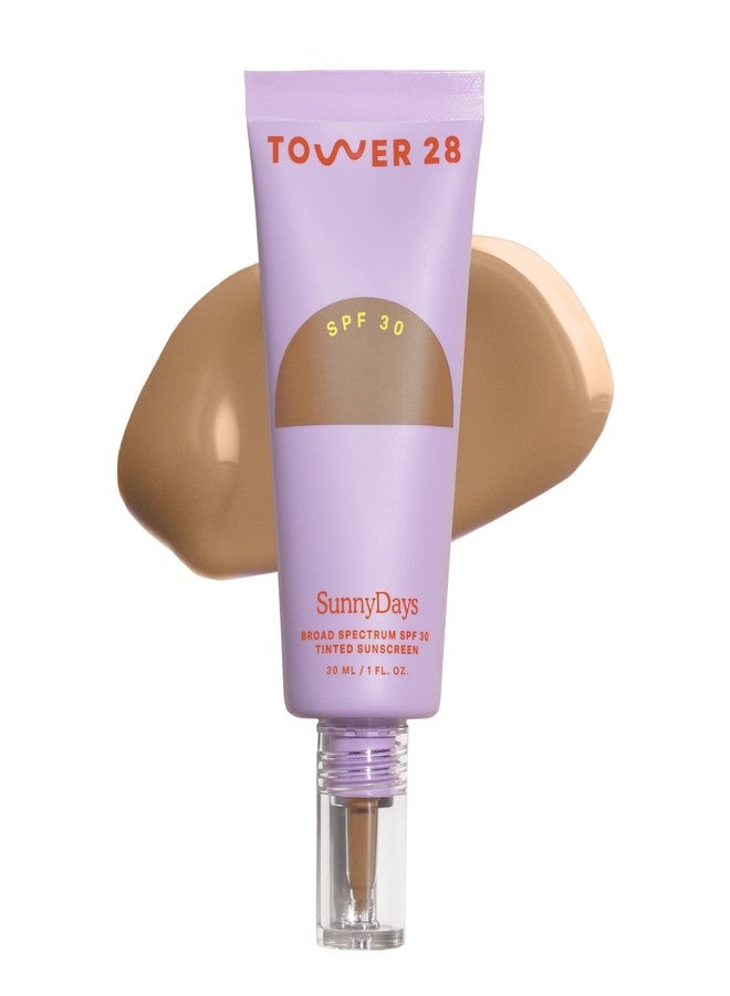 Tower 28 Beauty SunnyDays SPF 30 Tinted Sunscreen - For Sensitive Skin - 2-in-1 Facial Broad Spectrum UVA/UVB Protection + Foundation - Shade 35 POINT DUME - Medium with Neutral Undertones, 1 Fl Oz - Image 1